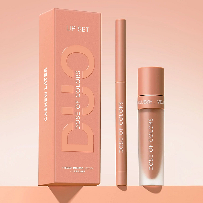 Set ruj velvet mousse si creion de buze