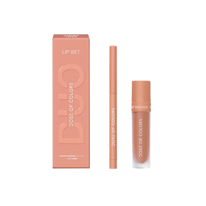 Set ruj velvet mousse si creion de buze