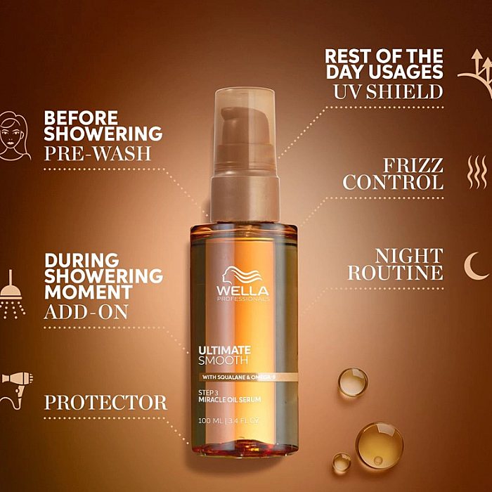 Ulei hidratant pentru par uscat si lipsit de stralucire cu squalan & omega 9 ultimate smooth