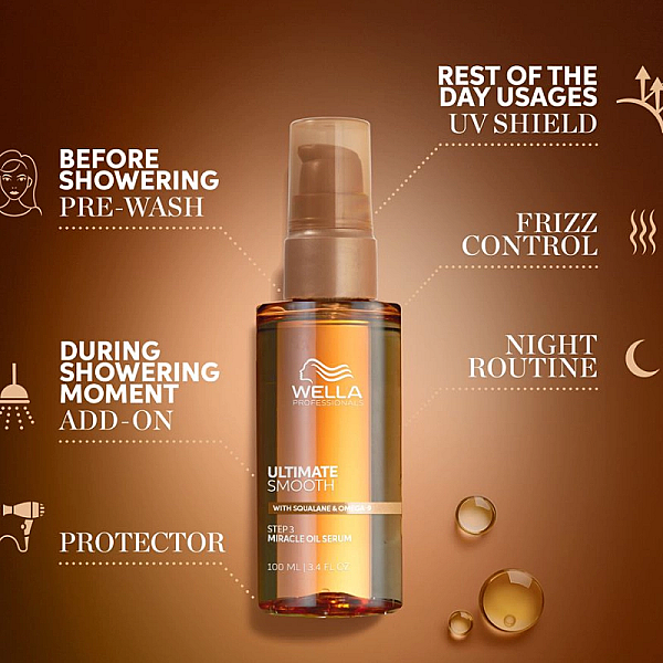 Ulei hidratant pentru par uscat si lipsit de stralucire cu squalan & omega 9 ultimate smooth
