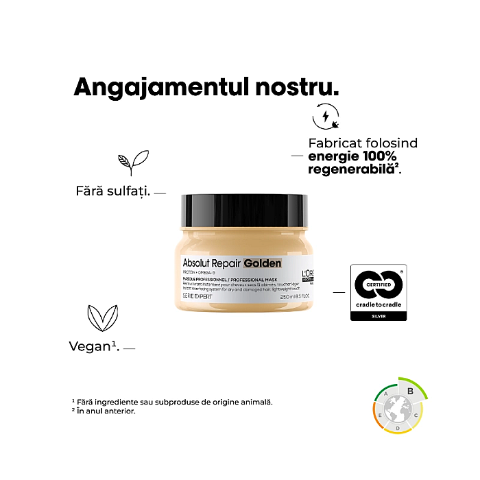 Masca pentru par uscat si deteriorat serie expert absolut repair golden