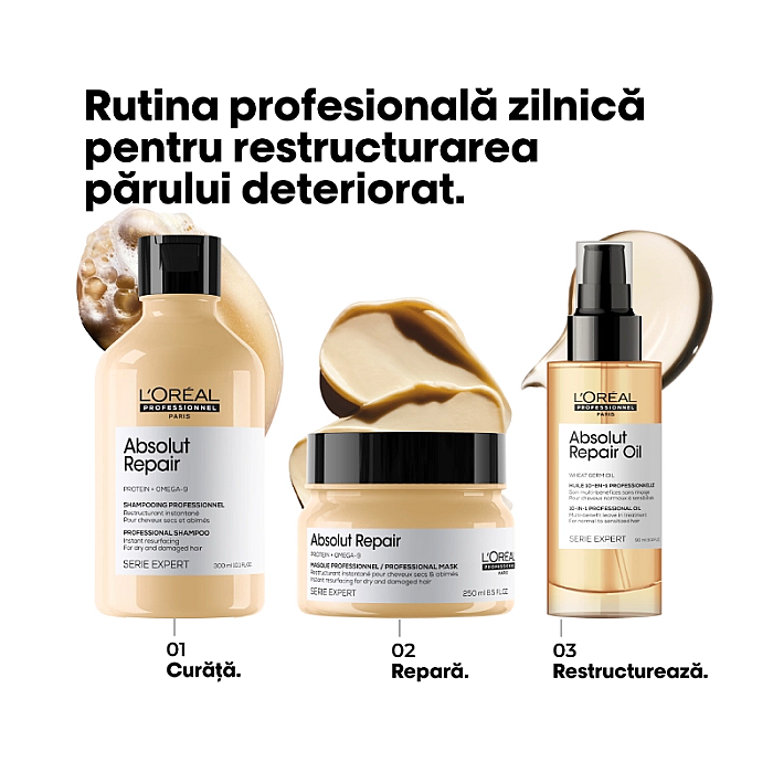 Ulei pentru par uscat si deteriorat multi-beneficii serie expert absolut repair 
