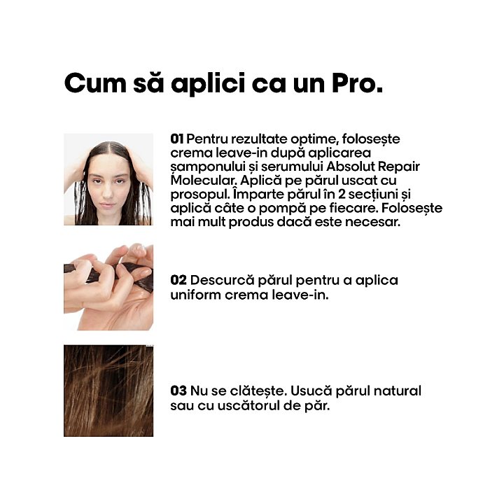 Crema leave-in pentru par deteriorat serie expert absolut repair molecular