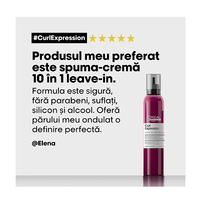 Spuma-crema profesionala leave-in 10 in 1 serie expert curl expression