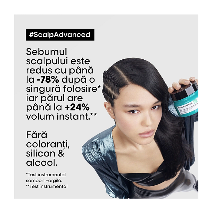 Sampon si masca 2 in 1 cu argila pentru scalp gras serie expert scalp advanced