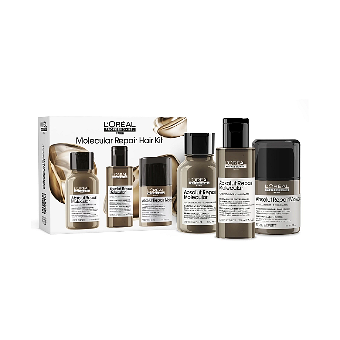 Set par deteriorat travel size absolut repair molecular - sampon 100ml, serum 75ml, leave-in 50ml