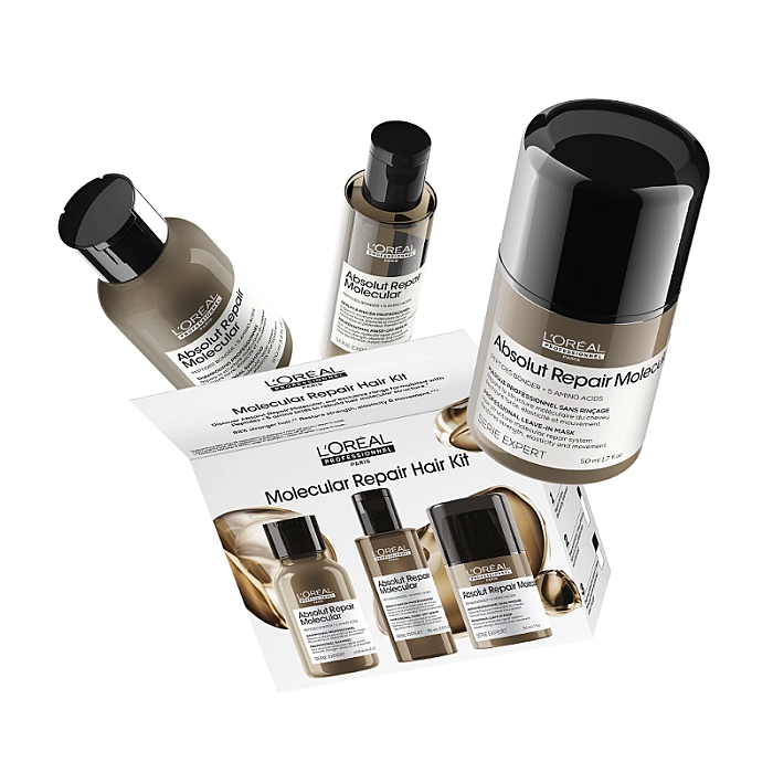 Set par deteriorat travel size absolut repair molecular - sampon 100ml, serum 75ml, leave-in 50ml