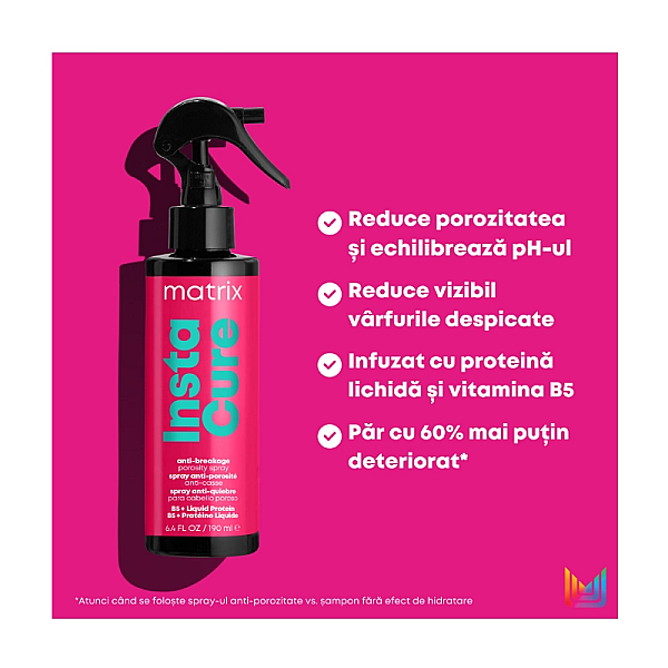 Spray anti-porozitate cu vitamina b5 pentru par uscat si deteriorat instacure 