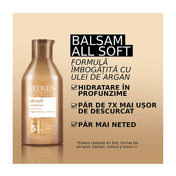 Balsam profesional pentru parul uscat all soft 