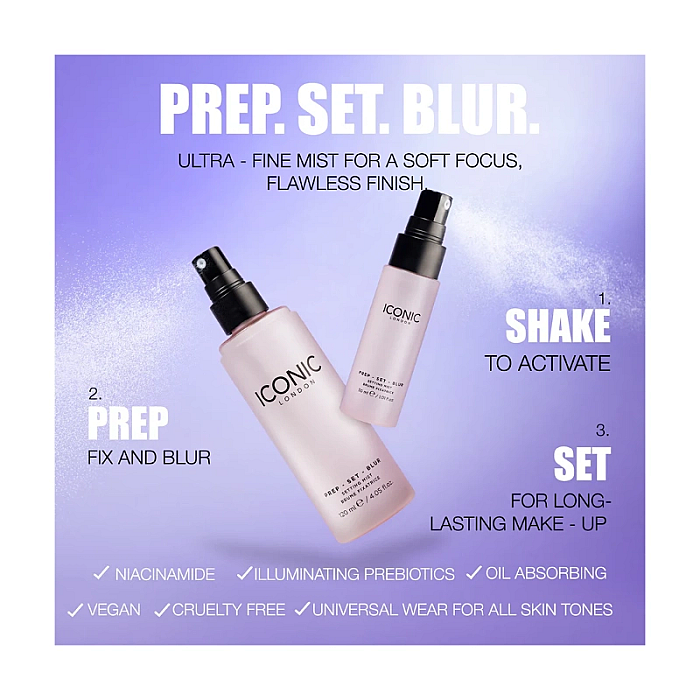 Mini spray multifunctional cu efect mat prep-set-blur