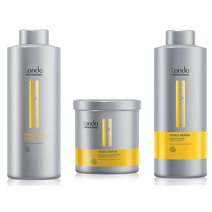 Pachet par degradat londa visible repair -sampon 1000ml, balsam 1000ml, masca 750ml