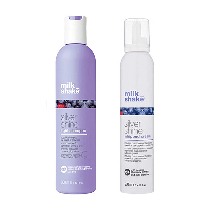 Pachet pentru par blond silver shine light - sampon 300ml, spuma 200ml