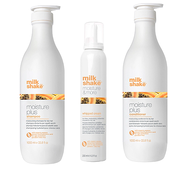 Pachet par uscat moisture & more - sampon 1000 ml, balsam 1000 ml, spuma 200 ml