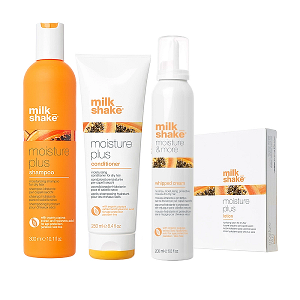 Pachet par uscat moisture & more - sampon 300 ml, balsam 250 ml, spuma 200 ml, fiole 6x12 ml