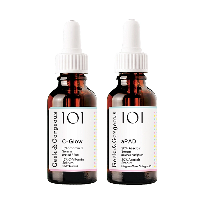 Duo impotriva hiperpigmentarii, ser vitamina c 30 ml si ser cu derivat al acidului azelaic 30 ml