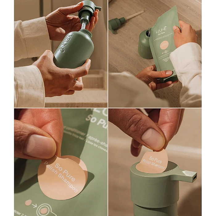 Kit so pure polish - dispenser, balsam anti-frizz pentru netezirea parului refill 400 ml