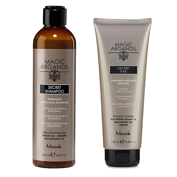 Pachet mic pentru hidratarea parului magic argan oil secret, sampon 250 ml, masca 250 ml