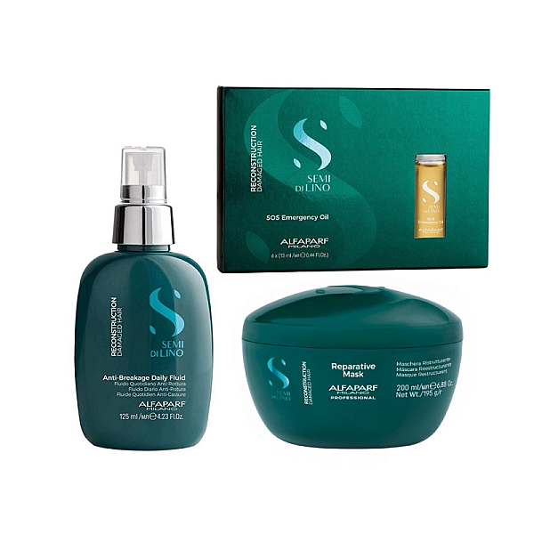 Pachet tratament intens de reparare semi di lino - fluid 125ml, masca 200ml, serum sos