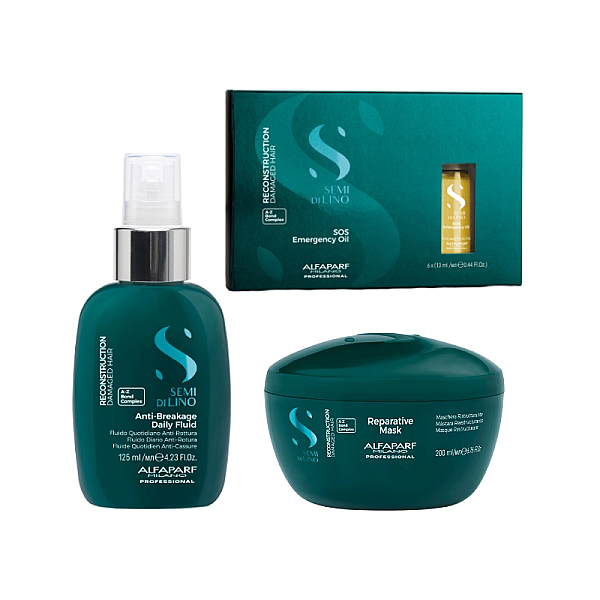 Pachet tratament intens de reparare semi di lino - fluid 125ml, masca 200ml, serum sos