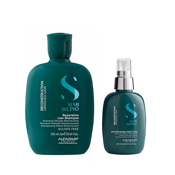 Pachet reparator pentru par deteriorat semi di lino - sampon 250ml, fluid 125ml