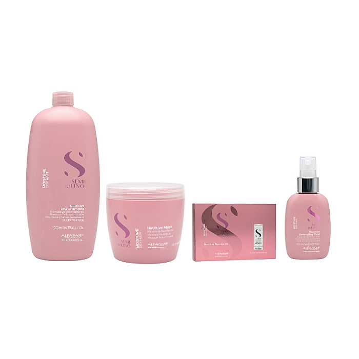 Pachet hidratant semi di lino sampon 1000ml, masca 500ml, tratament essential oil, fluid 125ml