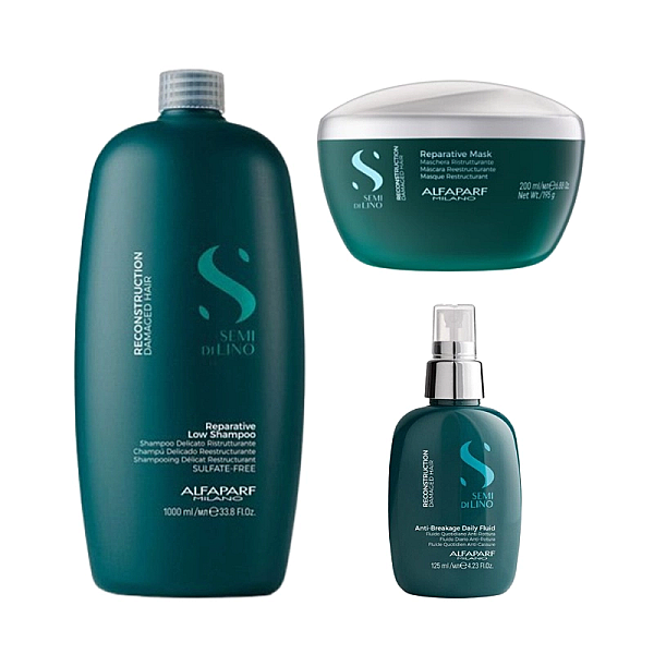 Pachet reparator pentru par deteriorat alfaparf milano sampon 1000ml, masca 200ml, tratament 125ml