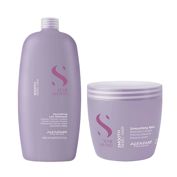 Pachet pentru netezire smoothing semi di lino - sampon 1000ml, masca 500ml
