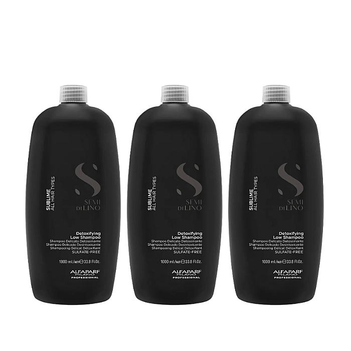 Pachet 3 x sampon detoxifiant pentru toate tipurile de par semi di lino detoxifying 1000ml