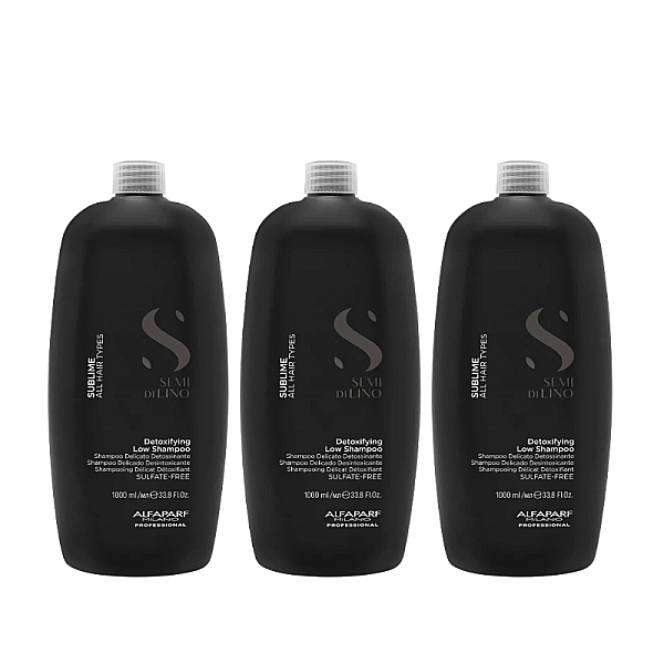 Pachet 3 x sampon detoxifiant pentru toate tipurile de par semi di lino detoxifying 1000ml