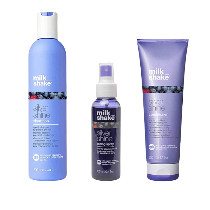 Pachet pentru par blond silver shine - sampon 300ml, balsam 250ml, spray silver shine 100ml
