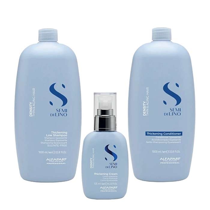 Pachet densificator pentru par subtire semi di lino - sampon 1000ml, balsam 1000ml, crema 125ml