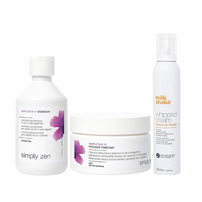 Pachet par deteriorat restructure in - sampon 250ml, masca 200ml, spuma whipped 200ml