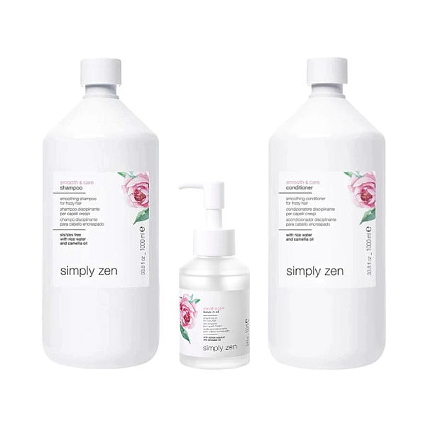 Pachet par indisciplinat smooth & care - sampon 1000ml, balsam 1000ml, ulei 100ml