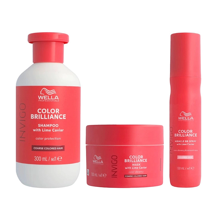Pachet par vopsit structura puternica coarse brilliance - sampon 300ml, masca 150ml, spray 150ml