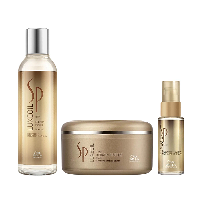 Pachet repararea parului wella sp luxe oil keratin - sampon 200ml, masca 150ml, ulei 30ml