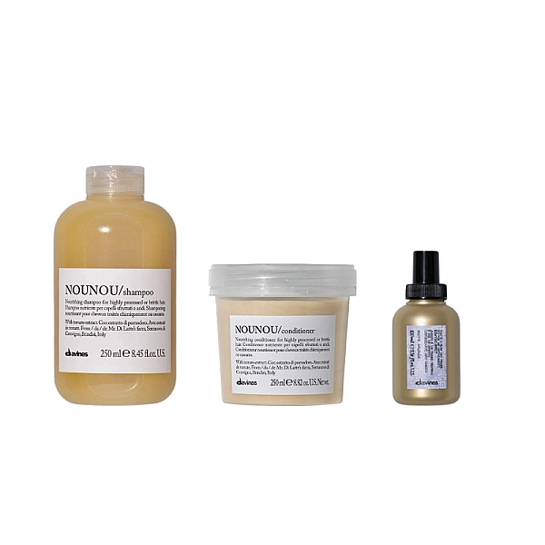 Set de nutritie pentru parul uscat, tratat chimic nounou - sampon 250ml, balsam 250ml, spray 100ml