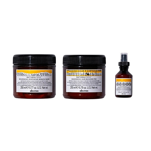 Set pentru parul deteriorat naturaltech nourishing - masca 250ml, tratament 250ml, leave-in 100ml
