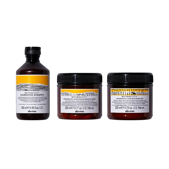 Set pentru parul deteriorat naturaltech nourishing - sampon 250ml, masca 250ml, tratament 250ml