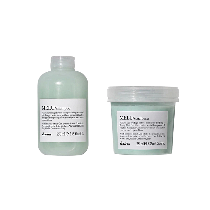 Set de prevenire a ruperii pentru parul lung sau deteriorat melu - sampon 250ml, balsam 250ml