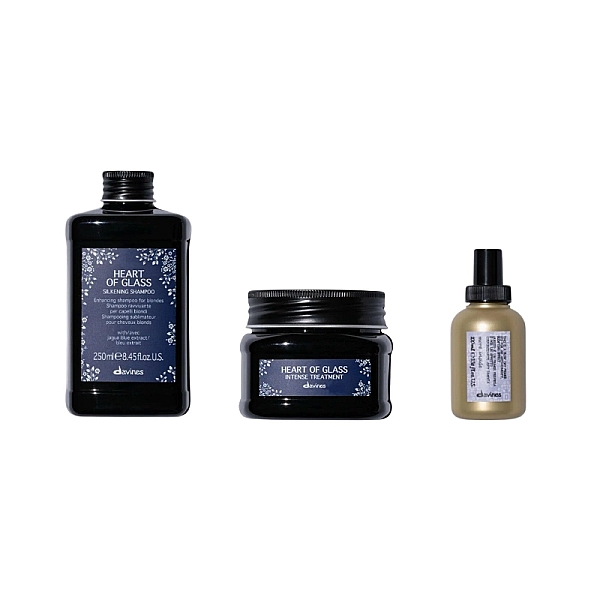 Set pentru parul blond heart of glass - sampon 250ml, tratament 150ml, spray de protectie 100ml