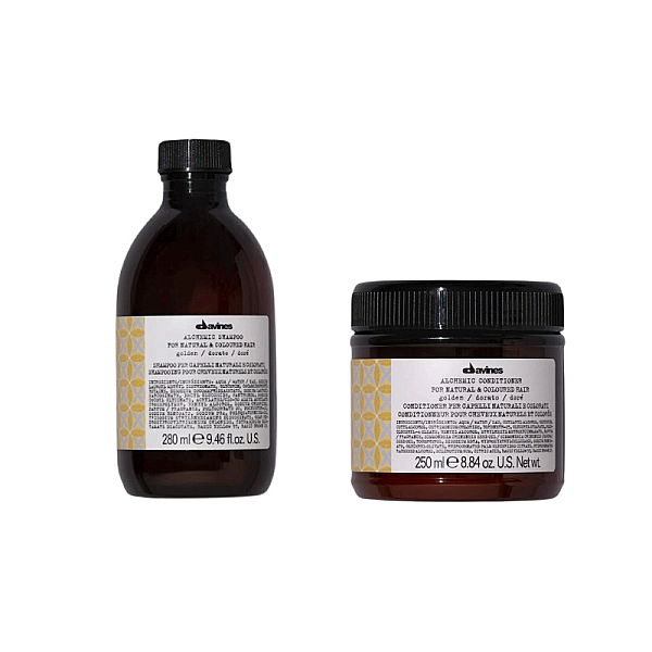 Set pentru imbunatatirea culorii parului blond auriu alchemic golden - sampon 280ml, balsam 250ml
