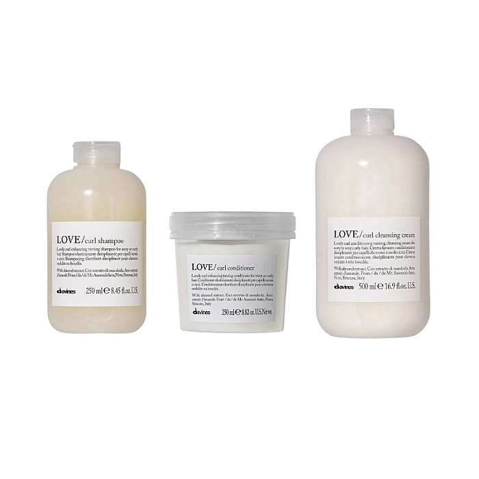 Set pentru parul cret sau ondulat love curl - sampon 250ml, balsam 250ml, sampon crema 500ml