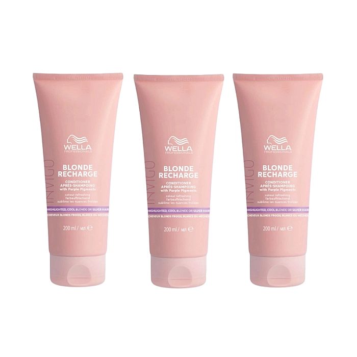 Pachet 3 x balsam pigmentat pentru par blond rece invigo color recharge cool blond conditioner 200ml