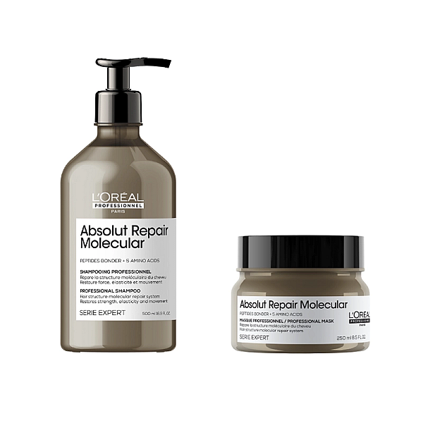 Pachet pentru par deteriorat expert absolut repair molecular - sampon 500ml, masca 250ml