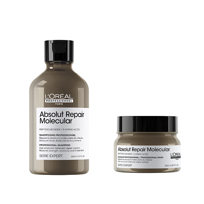 Pachet pentru par deteriorat expert absolut repair molecular - sampon 300ml, masca 250ml