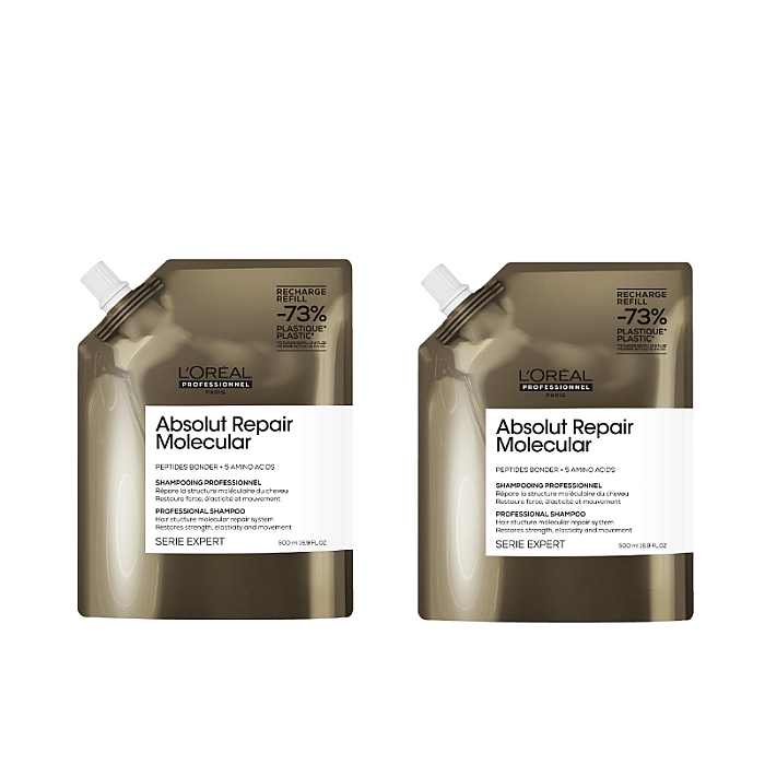 Pachet 2 x rezerva sampon pentru par deteriorat expert absolut repair molecular 500ml