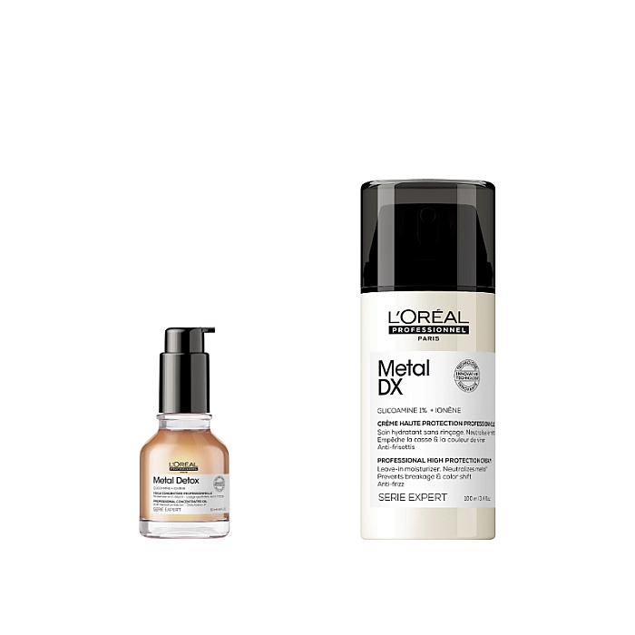 Pachet par vopsit expert metal detox - crema leave-in 100ml, ulei de par 50ml