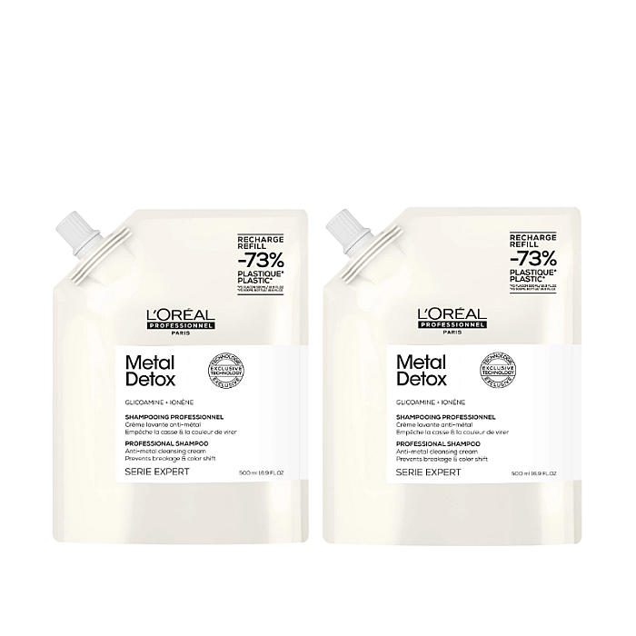 Pachet 2 x rezerva sampon pentru curatarea metalelor din par expert metal detox 500ml 