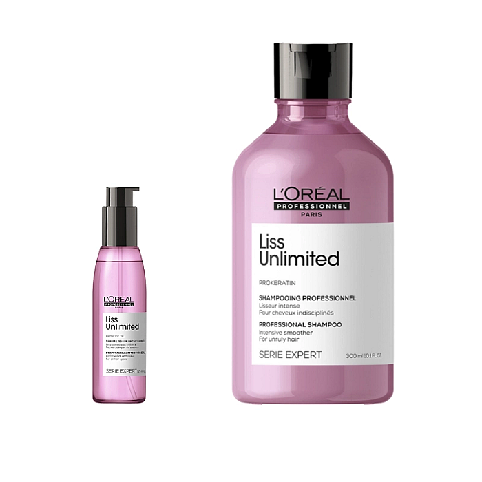 Pachet pentru par indisciplinat liss unlimited - sampon 300ml, ser 125ml