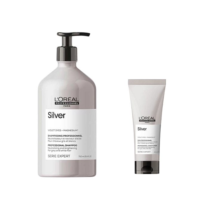 Pachet pentru par blond expert silver - sampon 500ml, balsam 200ml